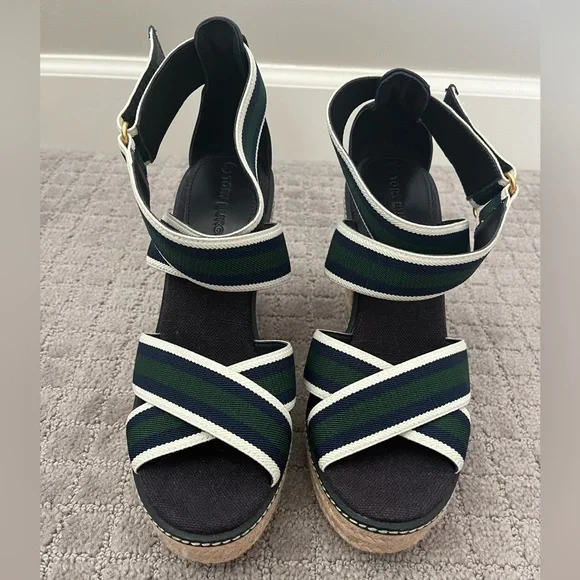 *NEW* Tory Burch Strappy Wedge Sandals SZ 7.5 - Picture 2 of 4